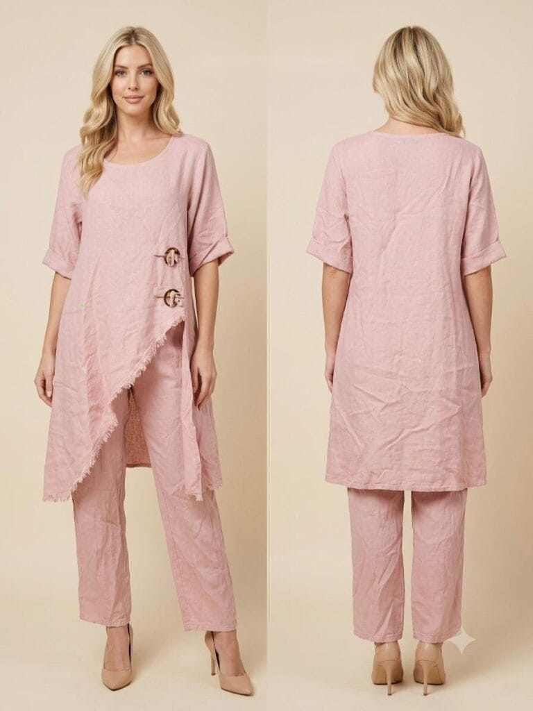 Dusty Rose Linen Tunic Ensemble
