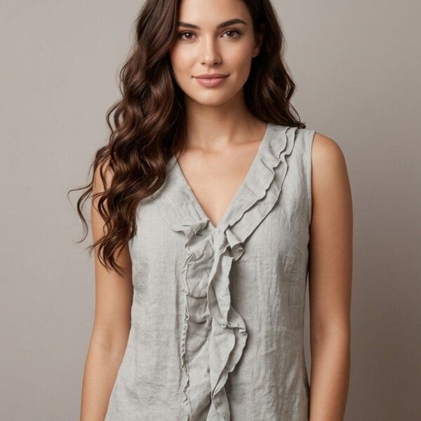Amalfi Ruffle Front Linen Tank