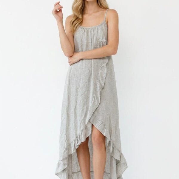 Sage Linen Wrap Maxi Dress