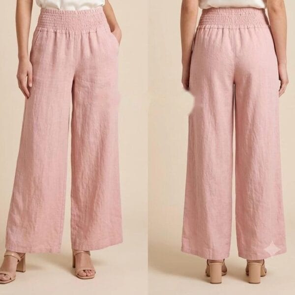 Dusty Rose Linen Wide-Leg Trousers