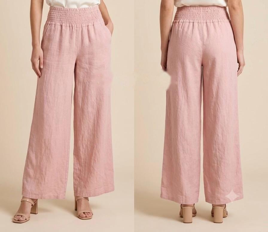Dusty Rose Linen Wide-Leg Trousers