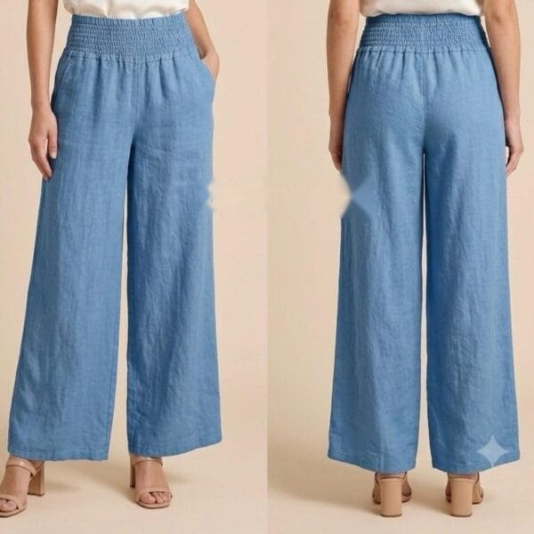 Chambray Dream Wide-Leg Linen Trousers
