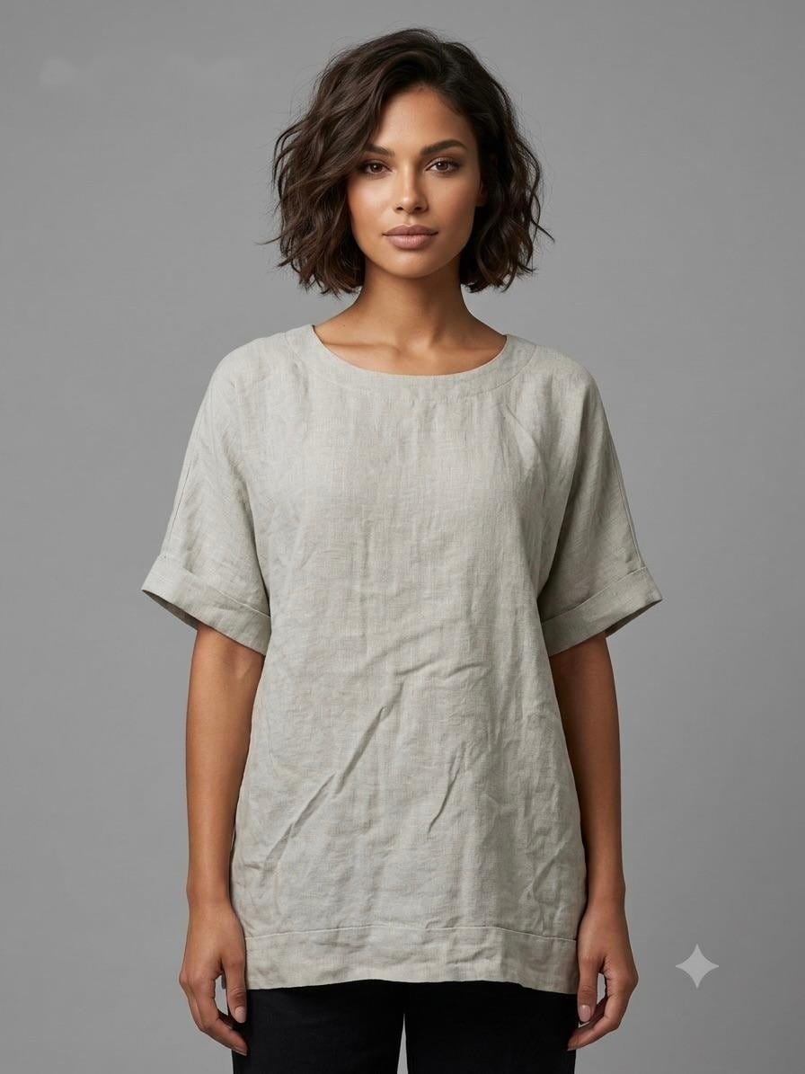 Linen Ease Relaxed Crewneck Tee