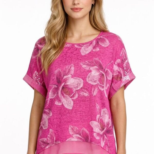 Fuchsia Blossom Linen Tunic