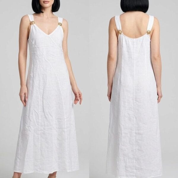 Ivory Linen Wrap Maxi Dress