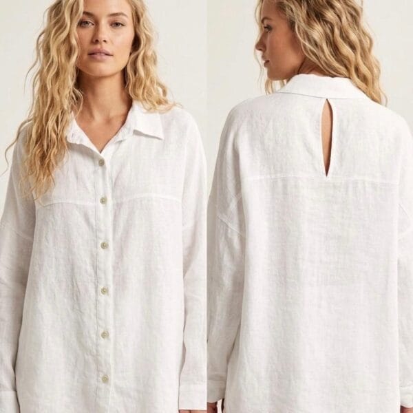 Amalfi Coast Linen Button-Up Shirt Dress