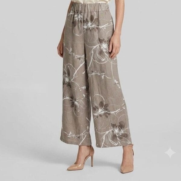 Taupe Blossom Linen Culottes