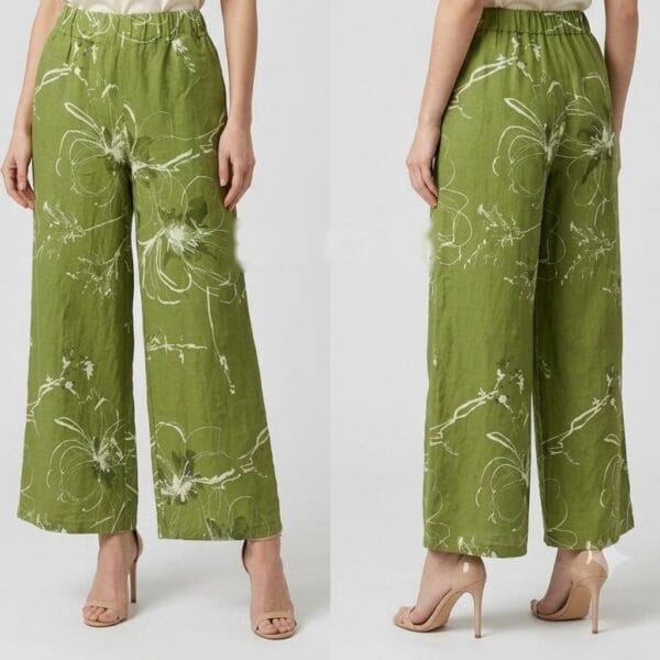 Olive Garden Sketch Wide-Leg Linen Trousers