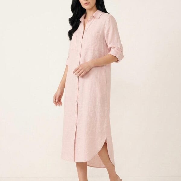 Blush Linen Shirt Dress