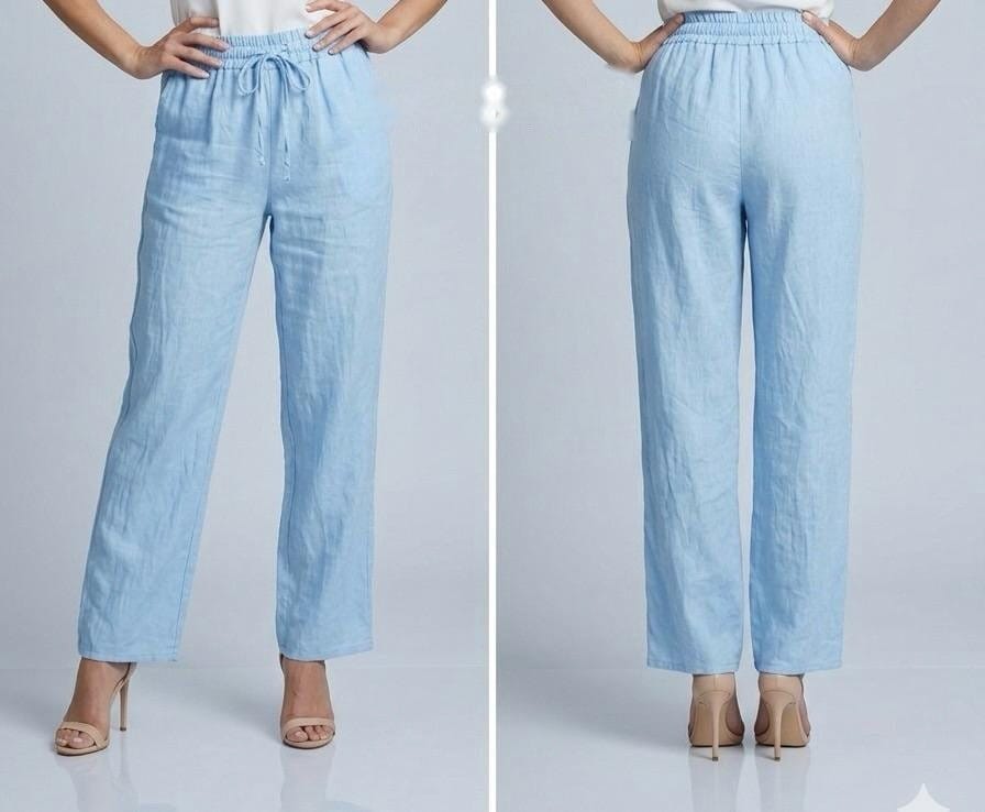 Cerulean Linen Palazzo Trousers