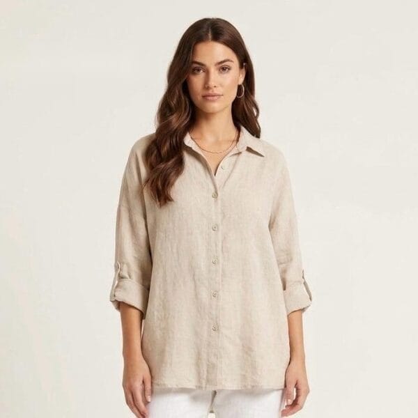 Natural Linen Relaxed Button Shirt