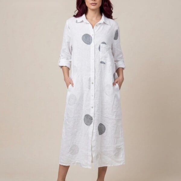 Lunar Phase Linen Shirt Dress