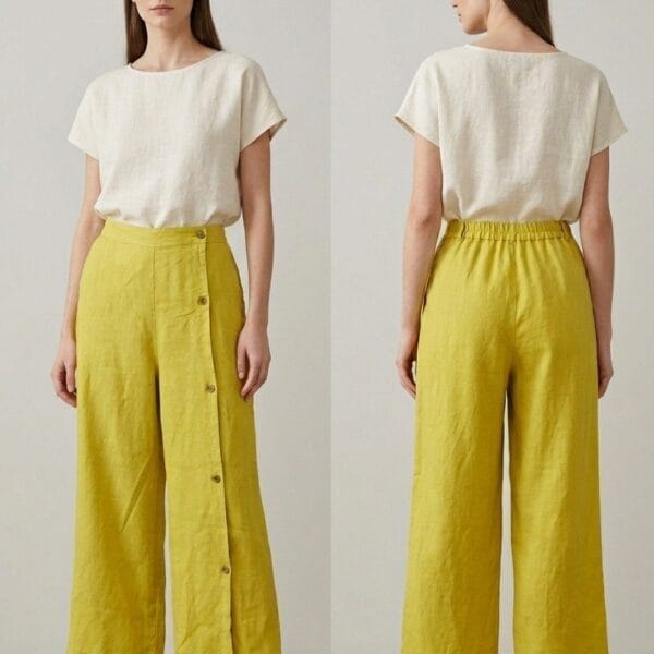 Sunshine Linen Button-Front Crop Pants