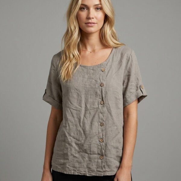 Tuscan Linen Button-Front Shirt