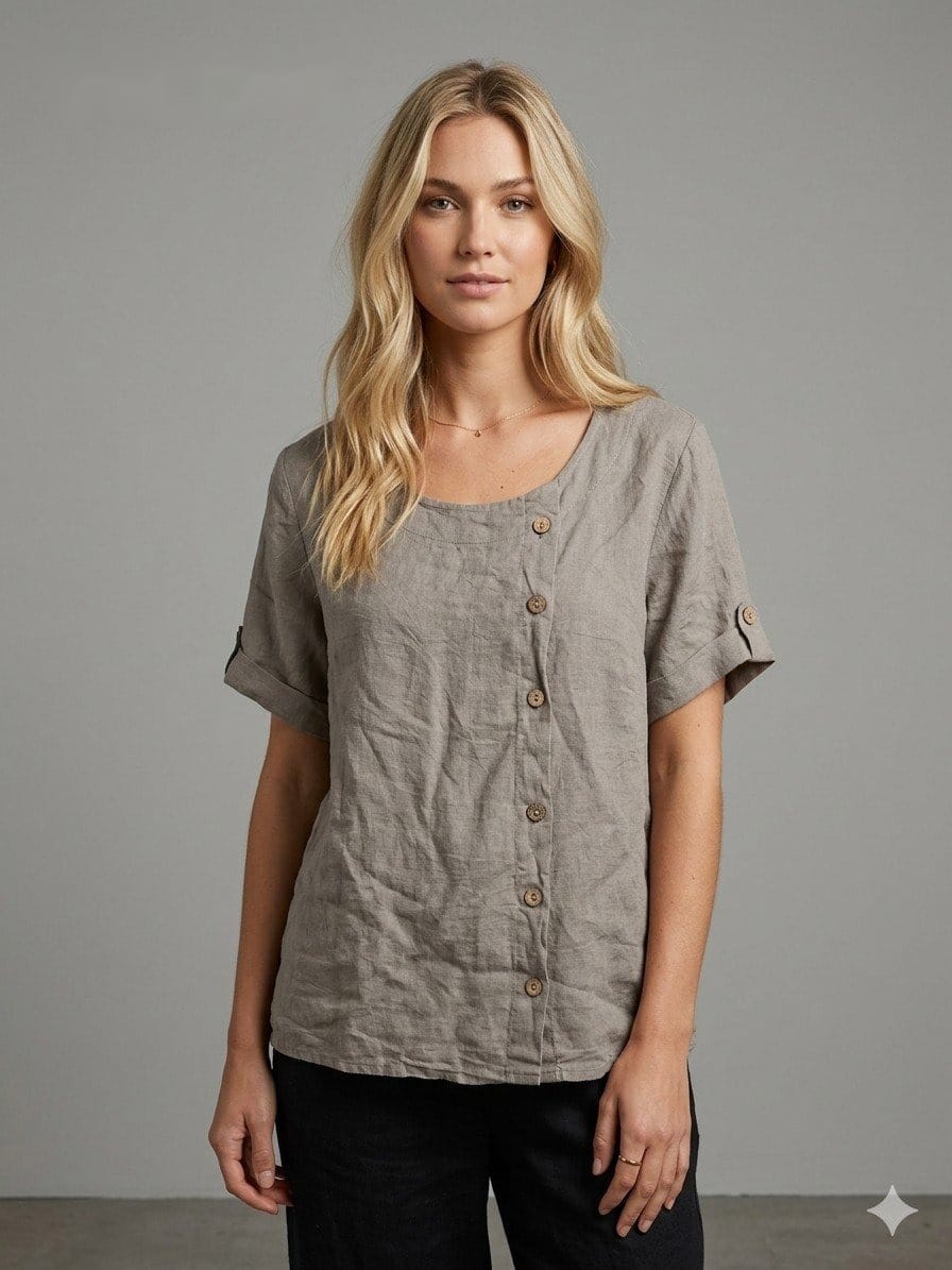 Tuscan Linen Button-Front Shirt
