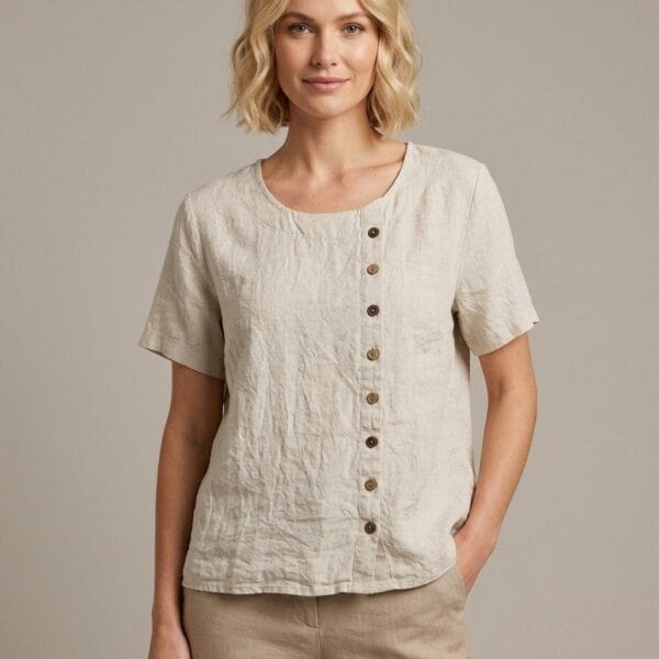 Naturale Linen Button-Front Tee