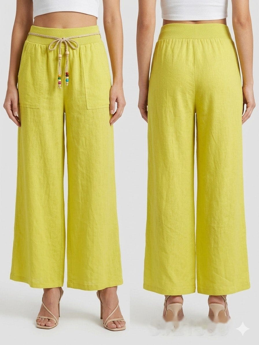 Limone Linen Wide-Leg Drawstring Trouser