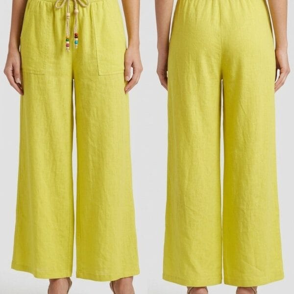 Limoncello Linen Wide-Leg Trousers