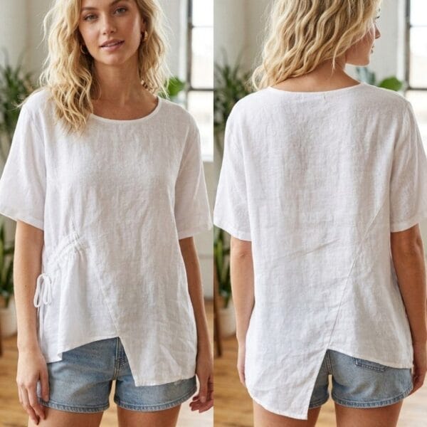 Tuscan Linen Side-Tie Tee