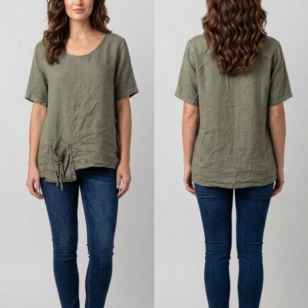 Sage Linen Drawstring Tee