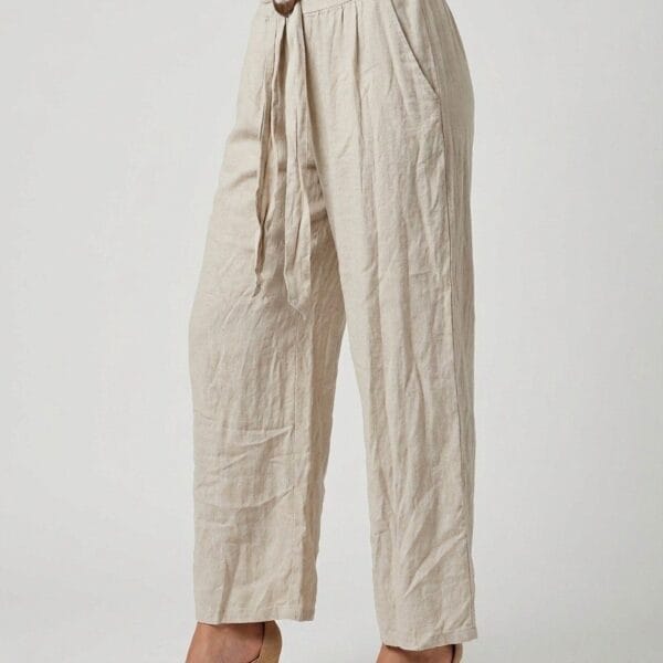 Linen Paperbag Waist Trousers in Natural