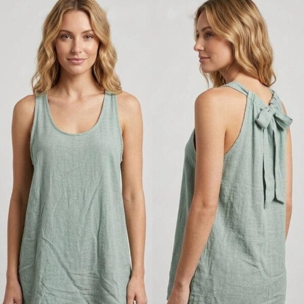 Sage Linen Back-Tie Tank