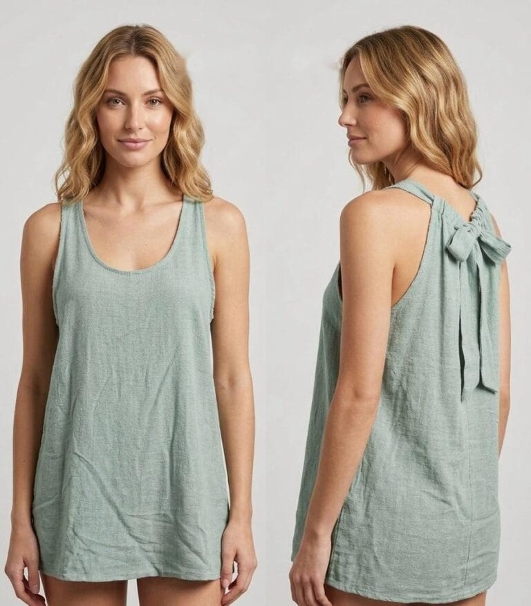 Sage Linen Back-Tie Tank