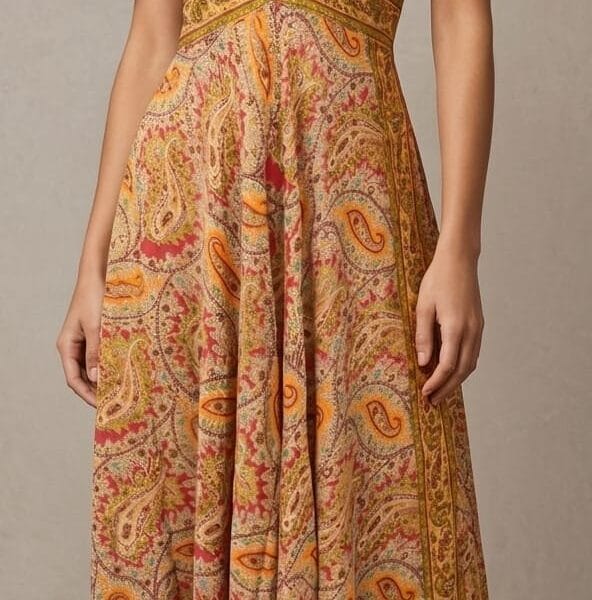 Marigold Paisley Cold-Shoulder Maxi Dress