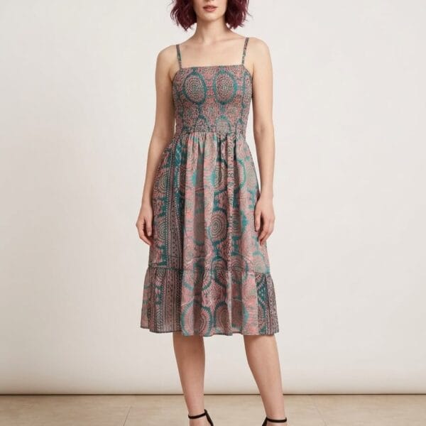 Rose Quartz Smocked Midi Sundress